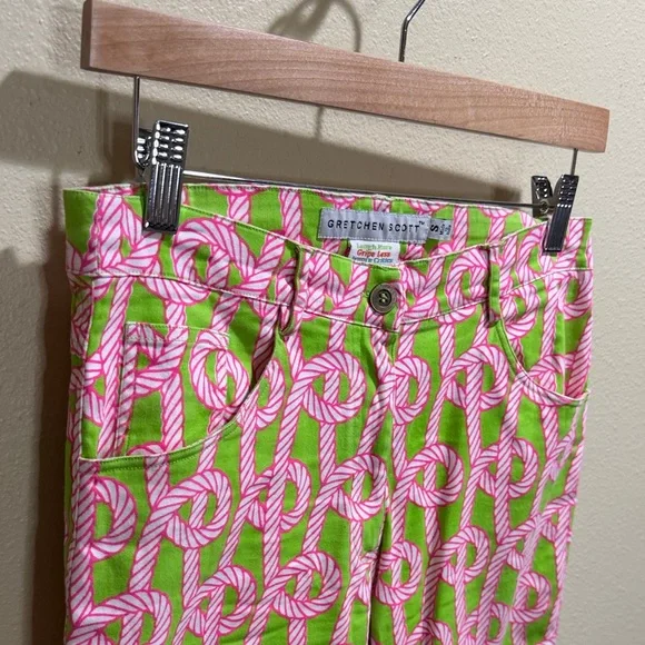 Gretchen Scott Designs Size Small Pink & Green Patterned Trouser Pants - Picture 3 of 10